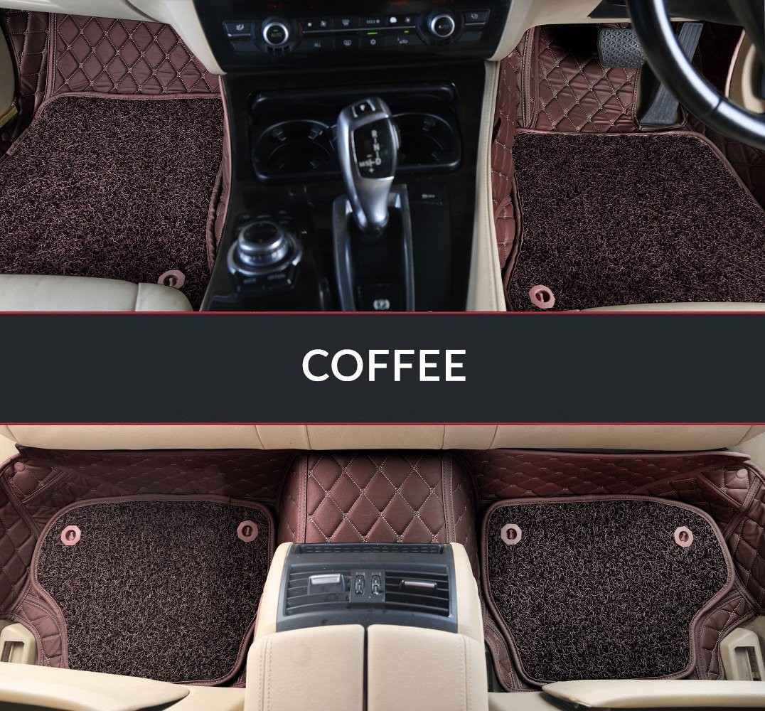 7D Mats for Car Luxury Designed Custom Fitted Floor Mats Coffee Color Complete Set for TATA