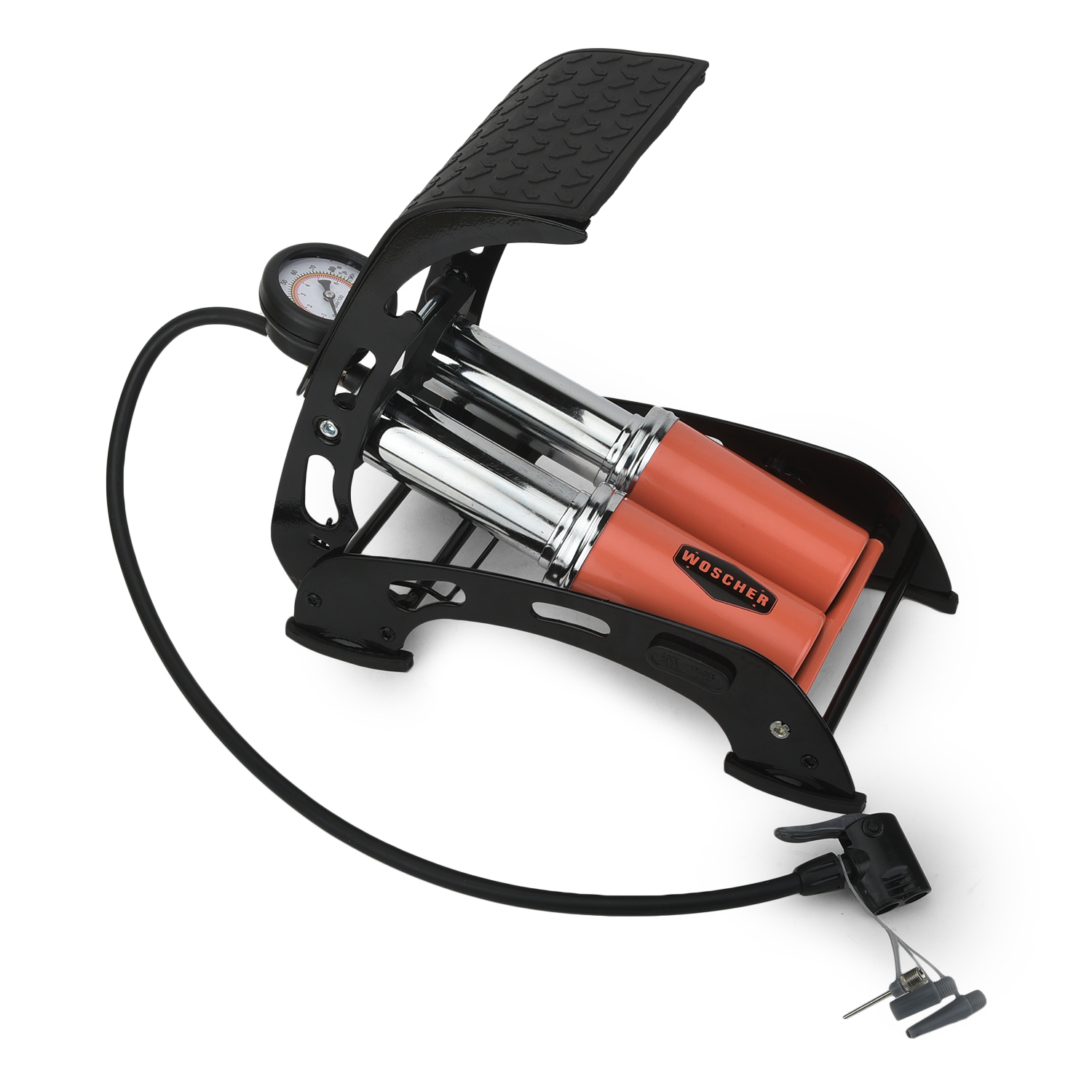 woscher-8705-double-cylinder-portable-foot-pump-air-tyre-inflator-with-pressure-gauge-for-car-tyres-bicycle-tyres-bike-tyres-motorcycle-tyres-balls-air-mattress-inflators