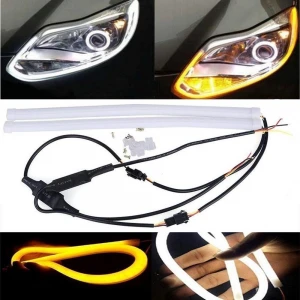 2-pcs-60cm-24-car-headlight-led-tube-strip-flexible-drl-daytime-running-silica-gel-strip-lightyellowwhite