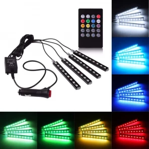 rally-r000246-4x-9-led-for-rgb-car-interior-decorative-light-floor-atmosphere-strip-light-car-under-dash-interior-led-lighting-kit-with-sounds-activated-wireless-ir-remote-control-6w-multicolour