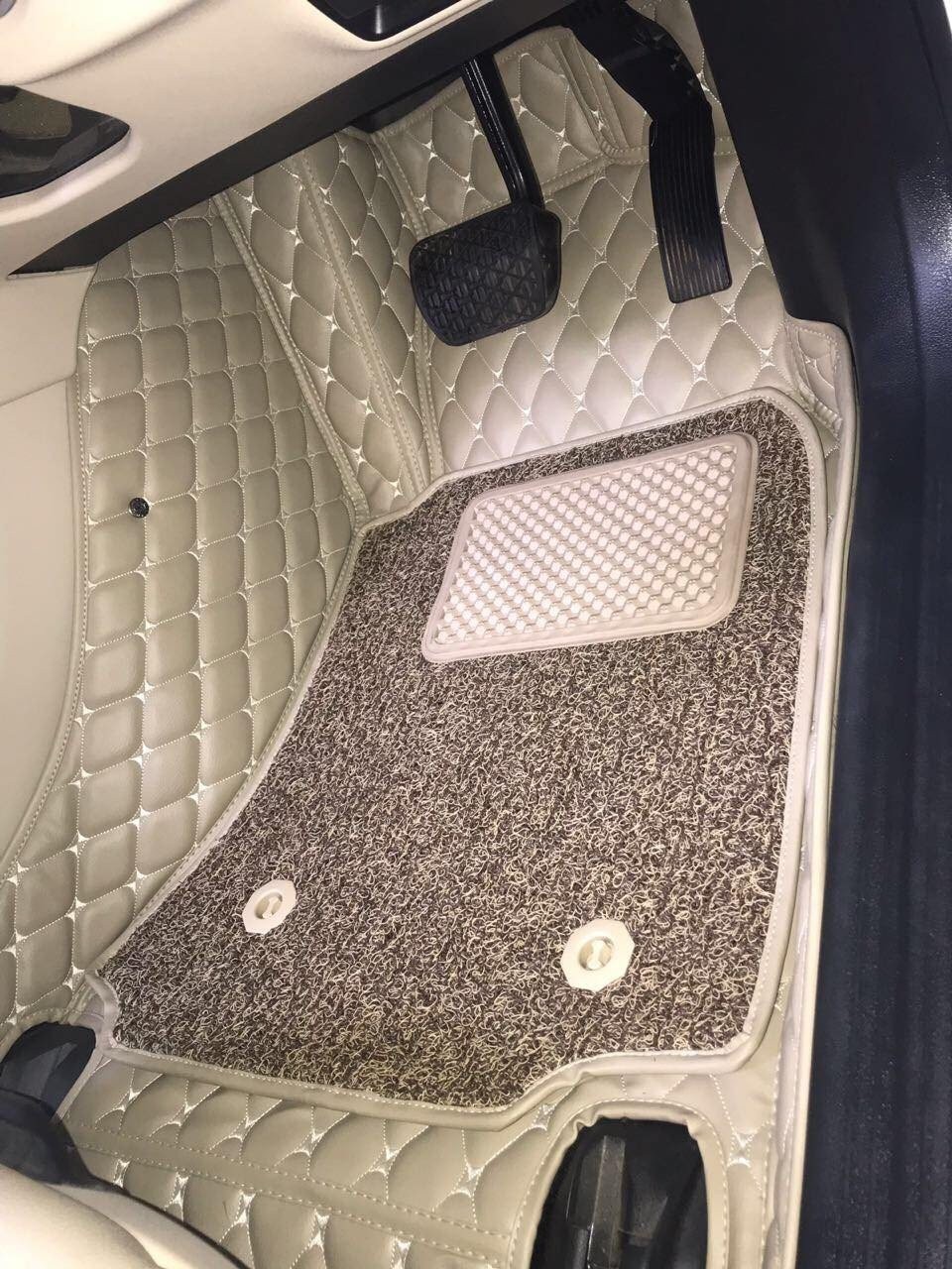 7D Mats for Car Luxury Designed Custom Fitted Floor Mats Beige Color