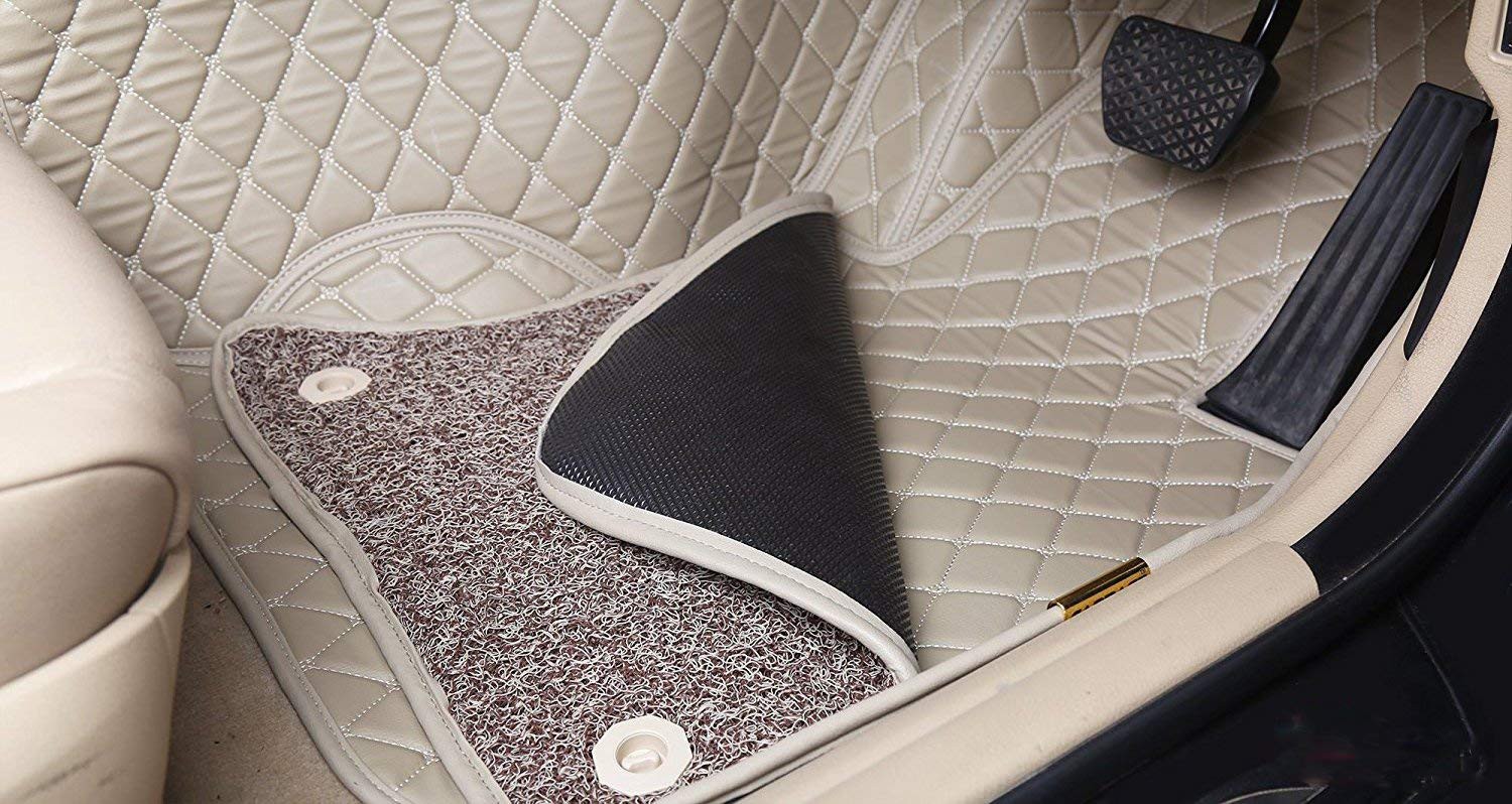 7D Mats for Car Luxury Designed Custom Fitted Floor Mats Beige Color